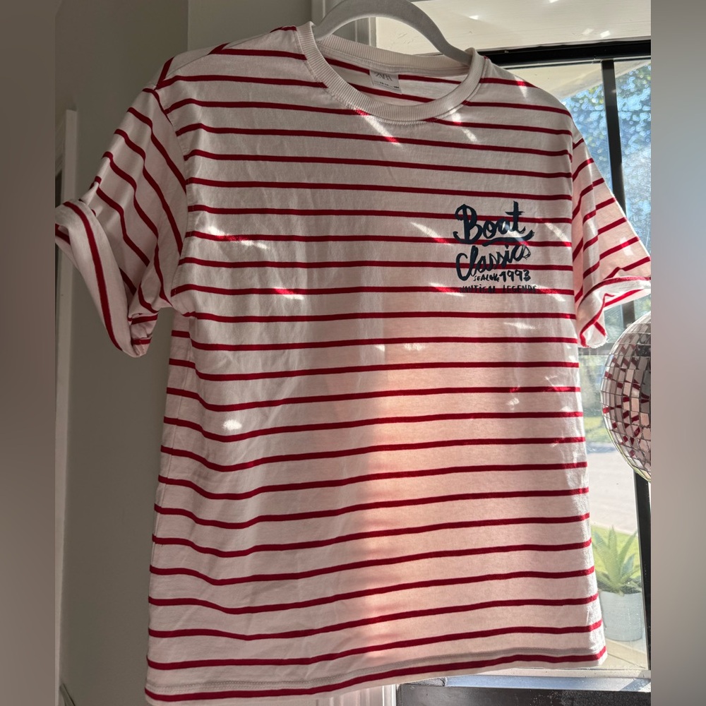 Zara Red and White Striped Tee